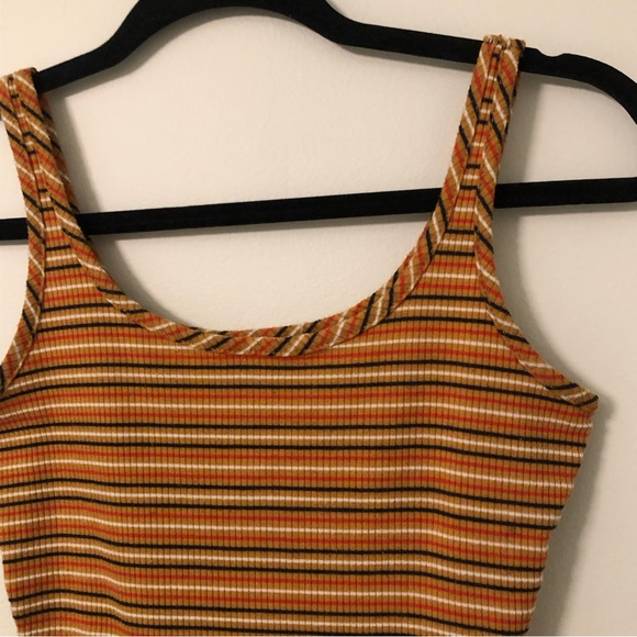Garage Orange/Yellow Striped Ribbed Tank Top Bodysuit - Picture 2 of 5